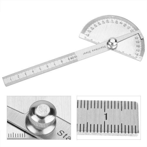 Rotating Protractor Ruler, 0-180 Degrees, Stainless Steel, Ruler, Measuring Tool, Angle and Length Measurement, Suitable for Student Drawings, Enginee