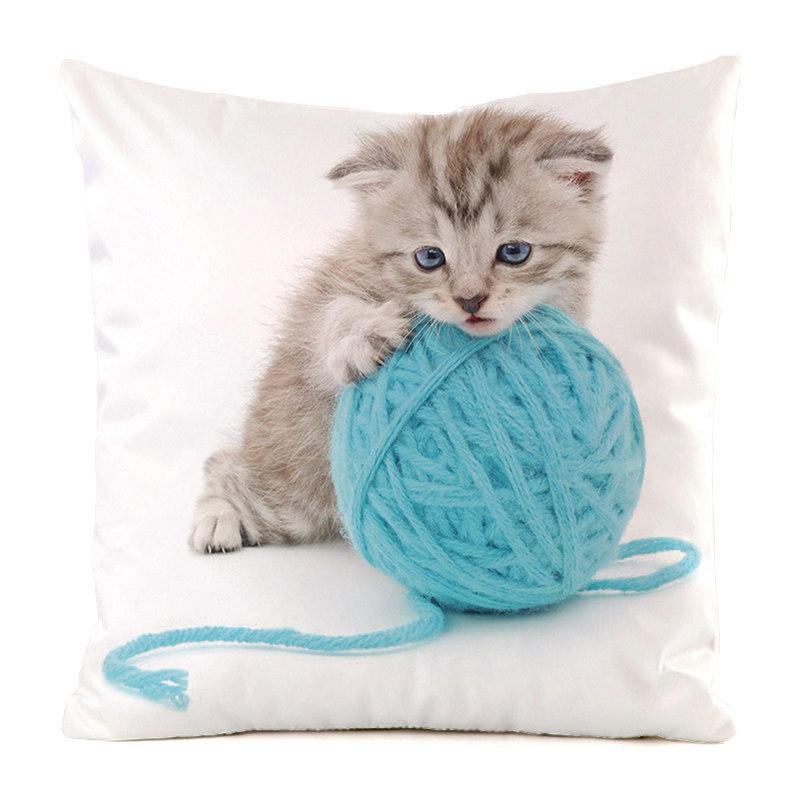 The cute cats from Northern Europe Digital printing short plush pillow covers for car sofa office cushion cover home goods