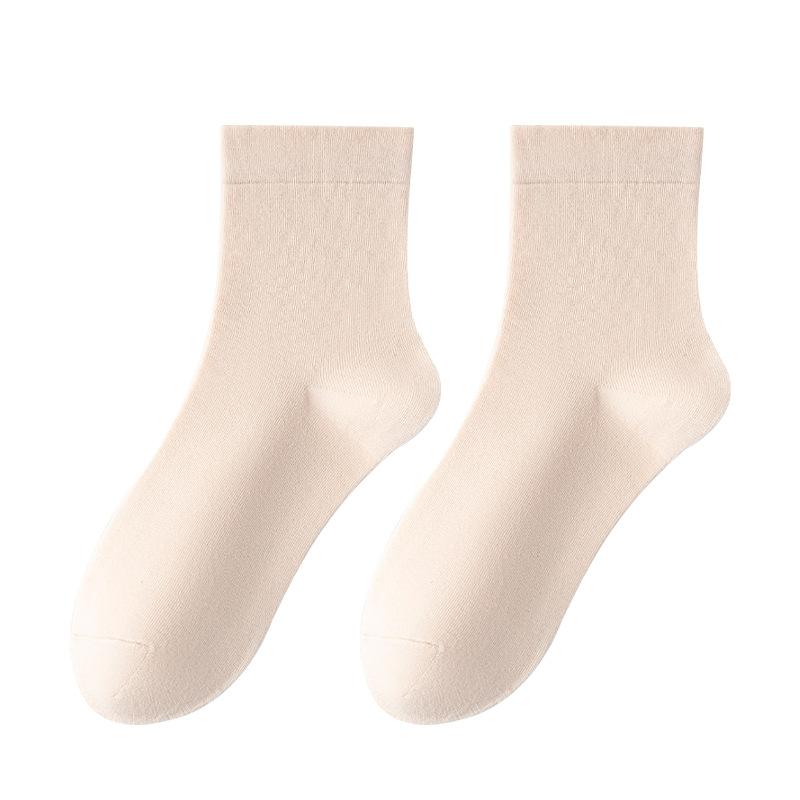 Women's Summer Solid Color Sweat Absorbing Deodorizing Boneless Moon Tube Cotton Socks