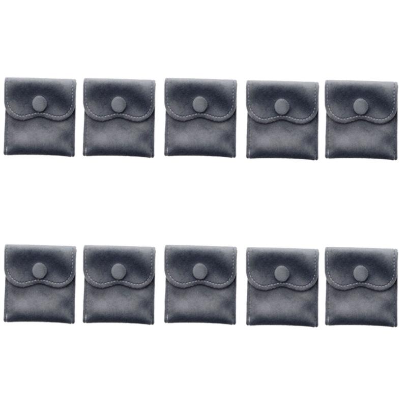 Soft Velvety Jewelry Storage Pouches, 10 Separate Snap-Button Bags for Sorting, Travel Carrying, and Gift Presentation