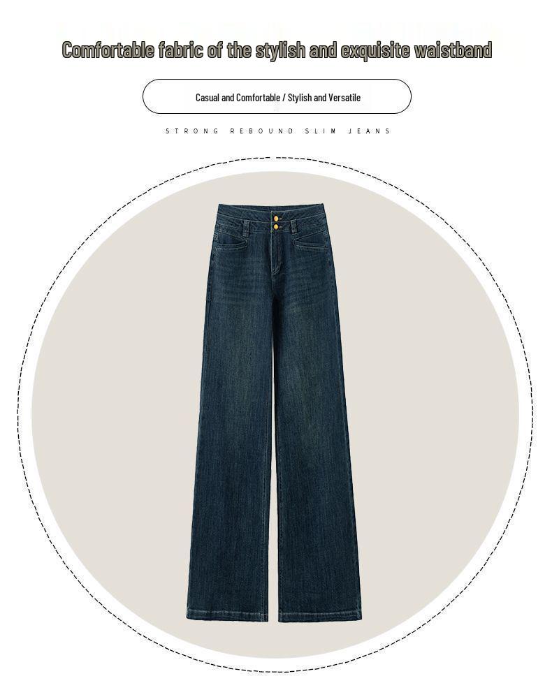 Women's 2024 Retro High-Waisted Wide-Leg Denim Bell Bottoms for Spring/Autumn