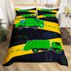 Cartoon Garbage Truck Duvet Cover Green Trash Truck Bedding Set Green Vehicle Car Comforter Cover Garbage Truck Toy Quilt Cover