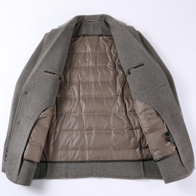 Double-sided cashmere suit men's jacket winter new wool down lining single suit top business casual suit