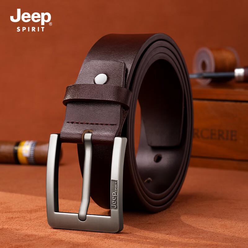 Мужской кожаный ремень JEEP SPIRIT с пряжкой-пином 115cm