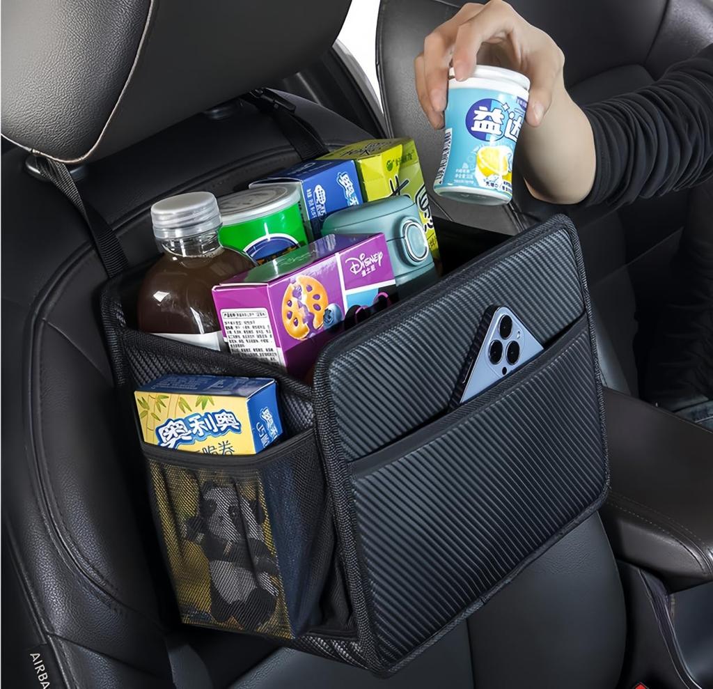 EXCEREY 2024 Foldable Car Seat Back Storage Upgraded Large Capacity Features New Mesh Pockets On Both and Holds Up To and Can Be Used As a Trash Can