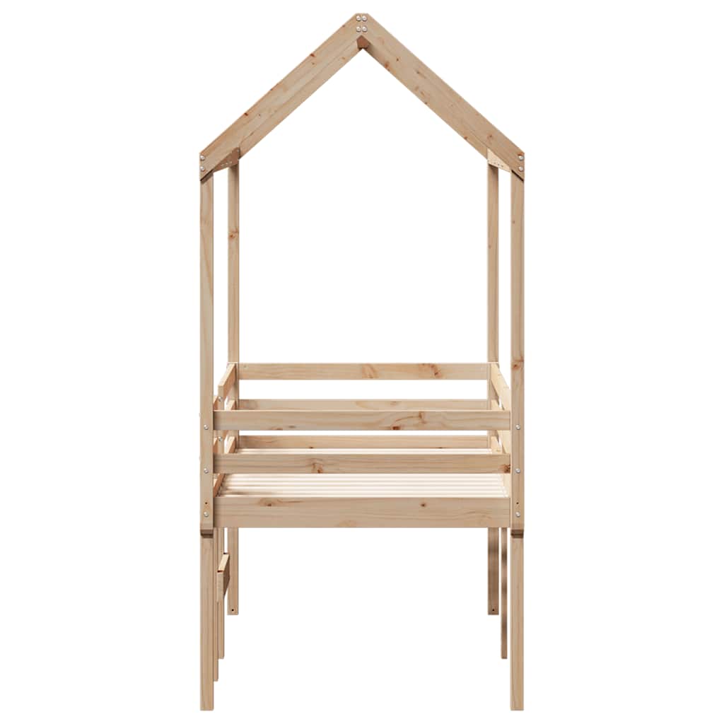 High Bed with Roof 80x200 cm Solid Pine Wood