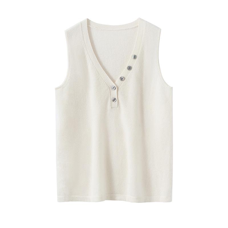 2025 Autumn/Winter French V-neck Sleeveless Slimming Cashmere Knit Vest