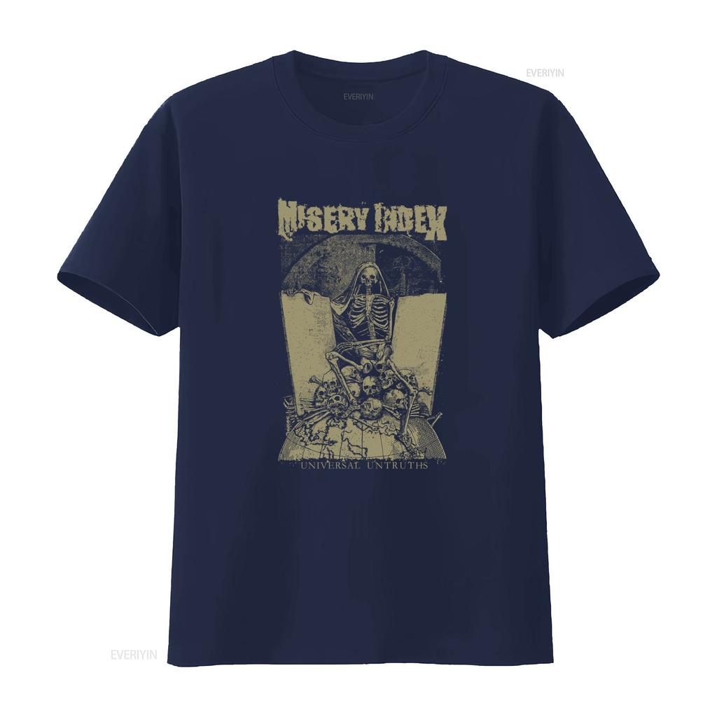 Misery Index Maglietta Verità Universali Nera Uomo S 5XL Design Teschio Scheletro Top Lavato Vintage Per l'Uso Quotidiano graphic