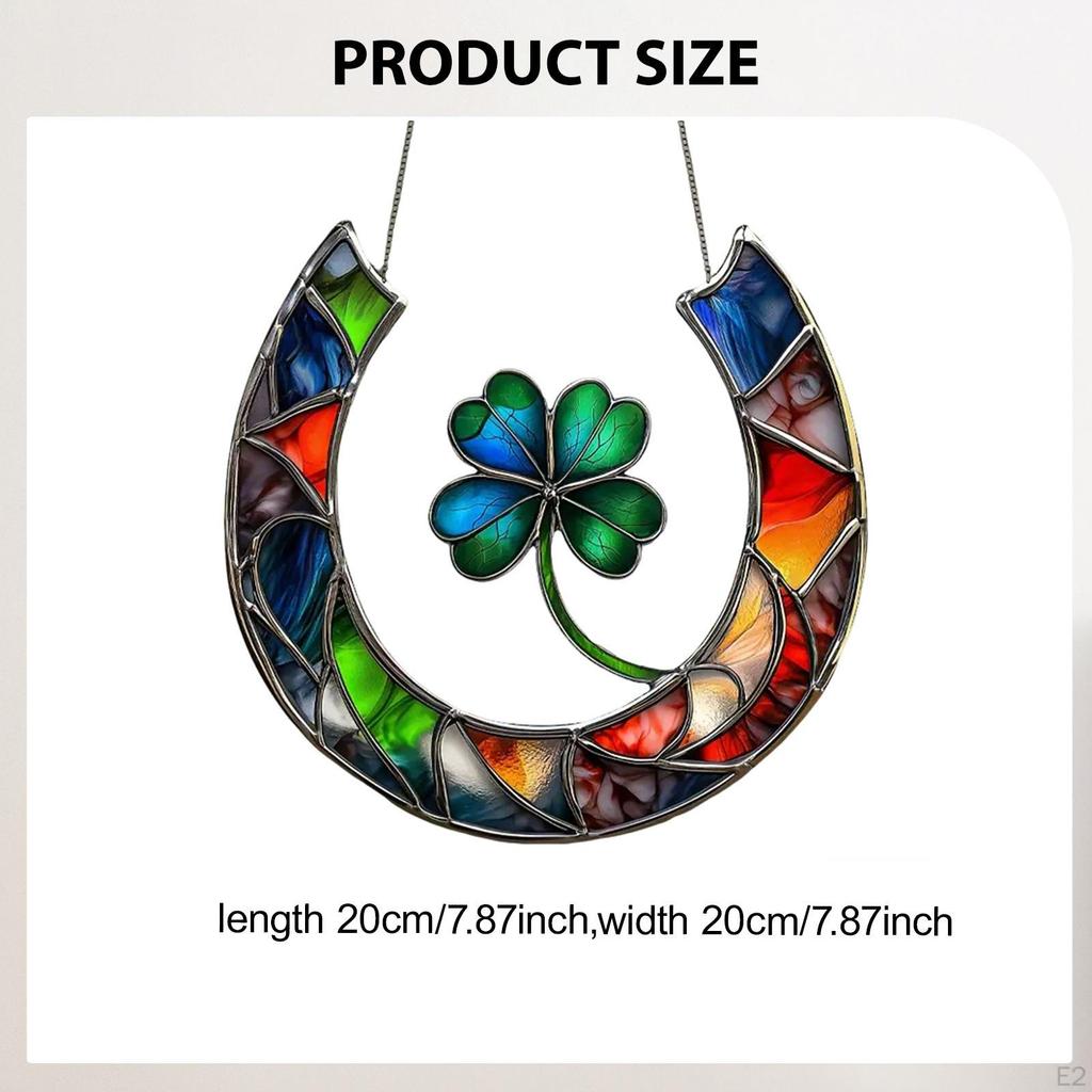 Stained Glass Window Hanging with Metal Chain Ornament for Mom Christmas Gardens