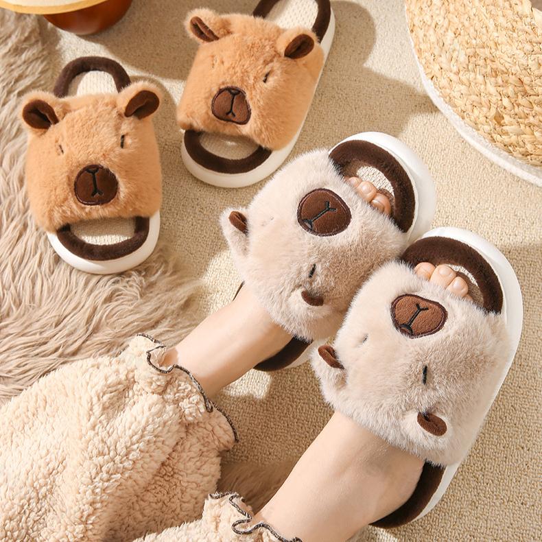 Fashion Women Home Slippers Capybara Cute Cartoon Comfortable Anti Slip Platform Ladies Summer Indoor Slipper Fashionable Linen Slippers