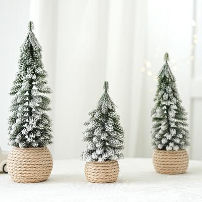 1 pièce Petit Décor de Noël Vert Arbre de Noël en Plastique Décoration d'Affichage de Fenêtre Arbre de Noël Artificiel Floculé