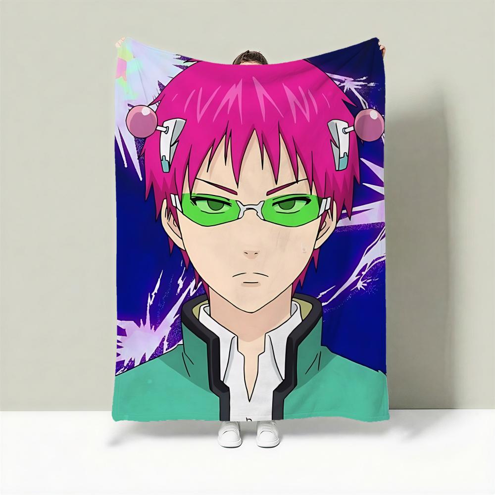 Anime T-The Disastrous Life of Saiki K. Throw Lightweight 240g Flannel Blanket Soft Skin-friendly for Summer Cooling 75cmx90cm