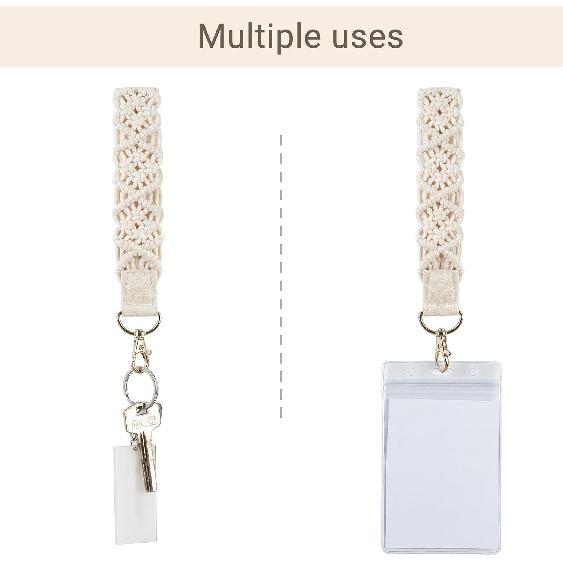 Mkono Macrame Key Chain Cute Keychain Wristlet Lanyard Boho Woven Wrist Lanyard for Keys, Key Cha for Car Key ID Badges