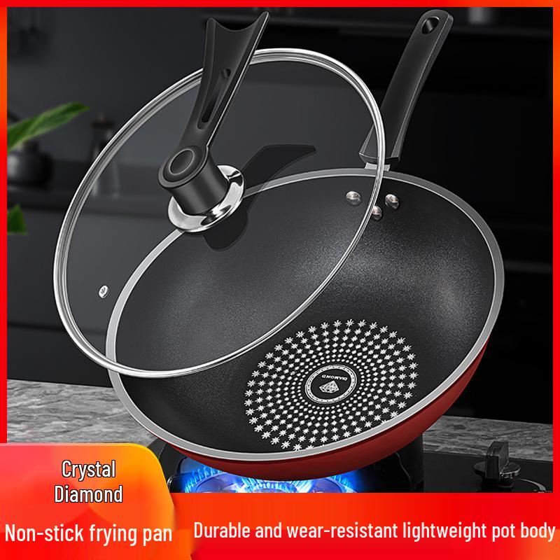 Macar's Diamond Non-Stick Flat-Bottom Wok - Fume-Free, Oilless Iron Cookware for Stovetops