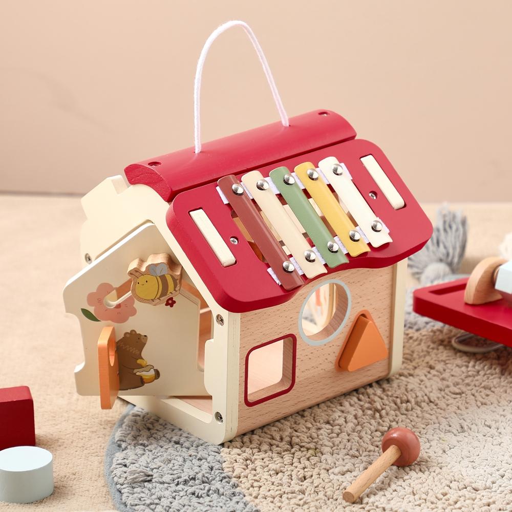 Montessori Children Toy Educational Wooden Baby Toys Creative Games Baby Wooden Blocks For 0 12 Months Cartoon House Busy Box