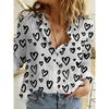 Fashion Flower Cute Cat Pattern 3D Print Women's Long Sleeves Shirt Autumn Animal Women's Holiday Shirt Women's Clothing
