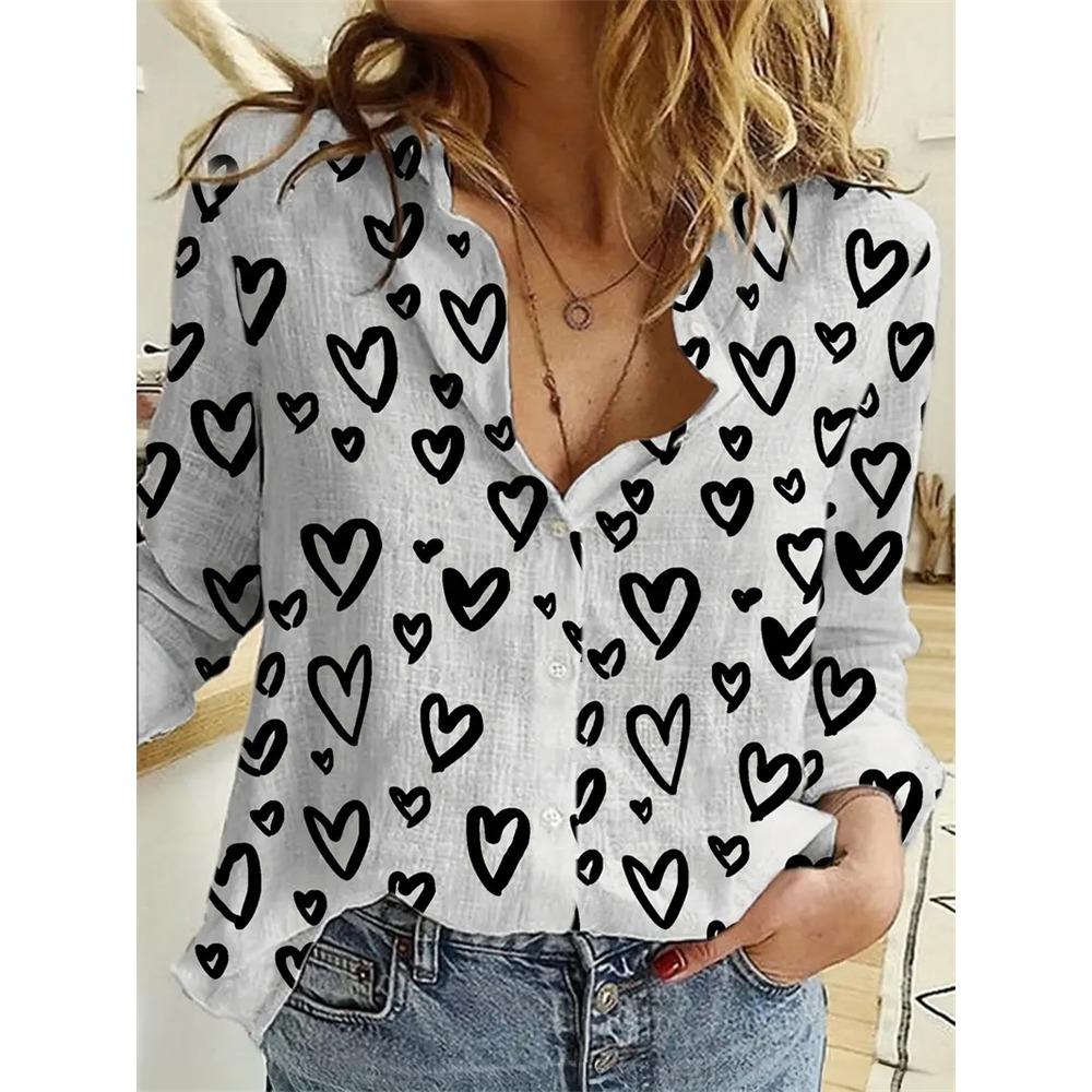 Fashion Flower Cute Cat Pattern 3D Print Women's Long Sleeves Shirt Autumn Animal Women's Holiday Shirt Women's Clothing