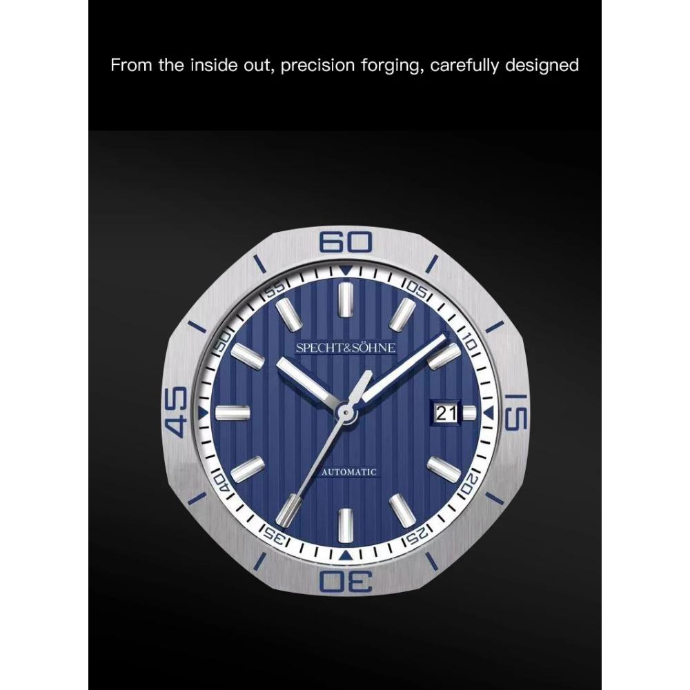 Specht & Sohne New 40mm Men Automatic Mechanical Watches Men Luxury Stainless Steel Watch Rubber Relogio Masculino Waterproof
