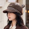Cartoon Cute Cute Cat Ears Octagonal Hat Female Splicing Cap Showing Small Face Big Head Circumference Embroidery Hat Tide