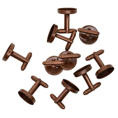 Set di 10 gemelli rotondi da 16 mm, vassoi vuoti, base con castone per gemelli