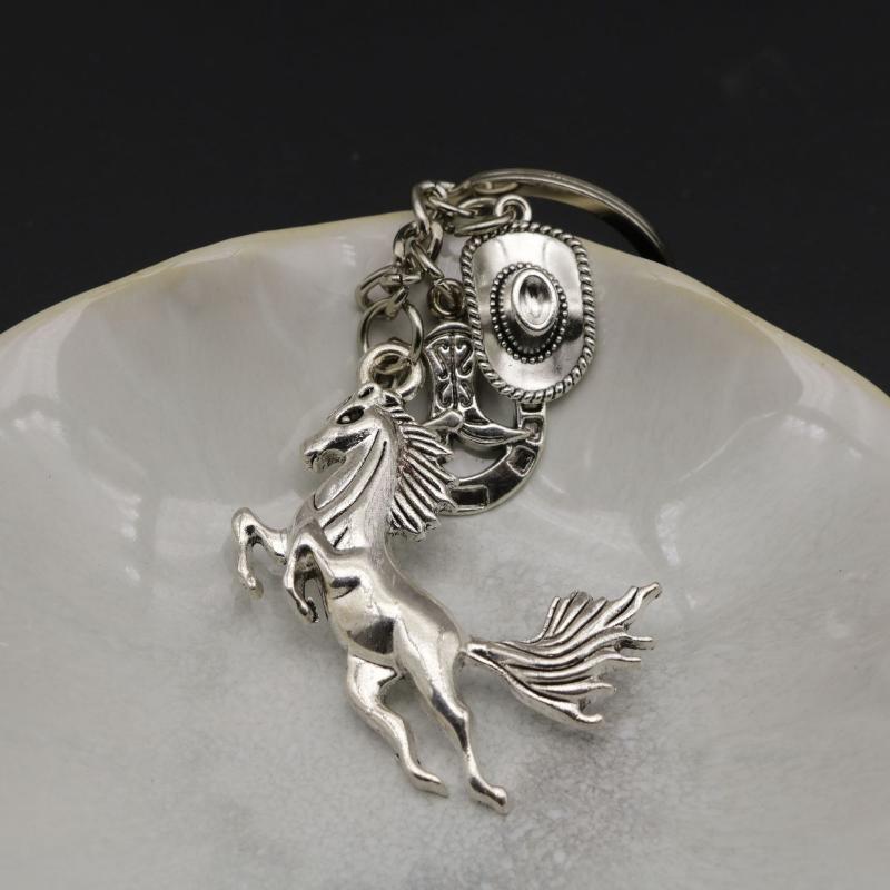 1Pc Sporty Western Cowboy Hat Boots Horse Keychain Men'S Key Chain Bag Pendant Charm Key Ring