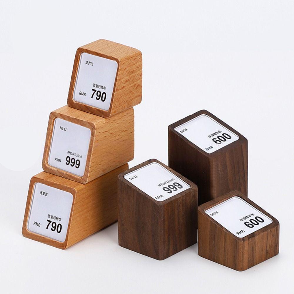 Wood Base Price Tag Holder Acrylic Window Acrylic Label Stand Display Stand  Jewelry Display