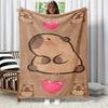 Warm Capybara Family Theme Flannel Blanket, Comfortable and Lightweight Multi-purpose Blanket for Sofa Birthday Gift Blanket
