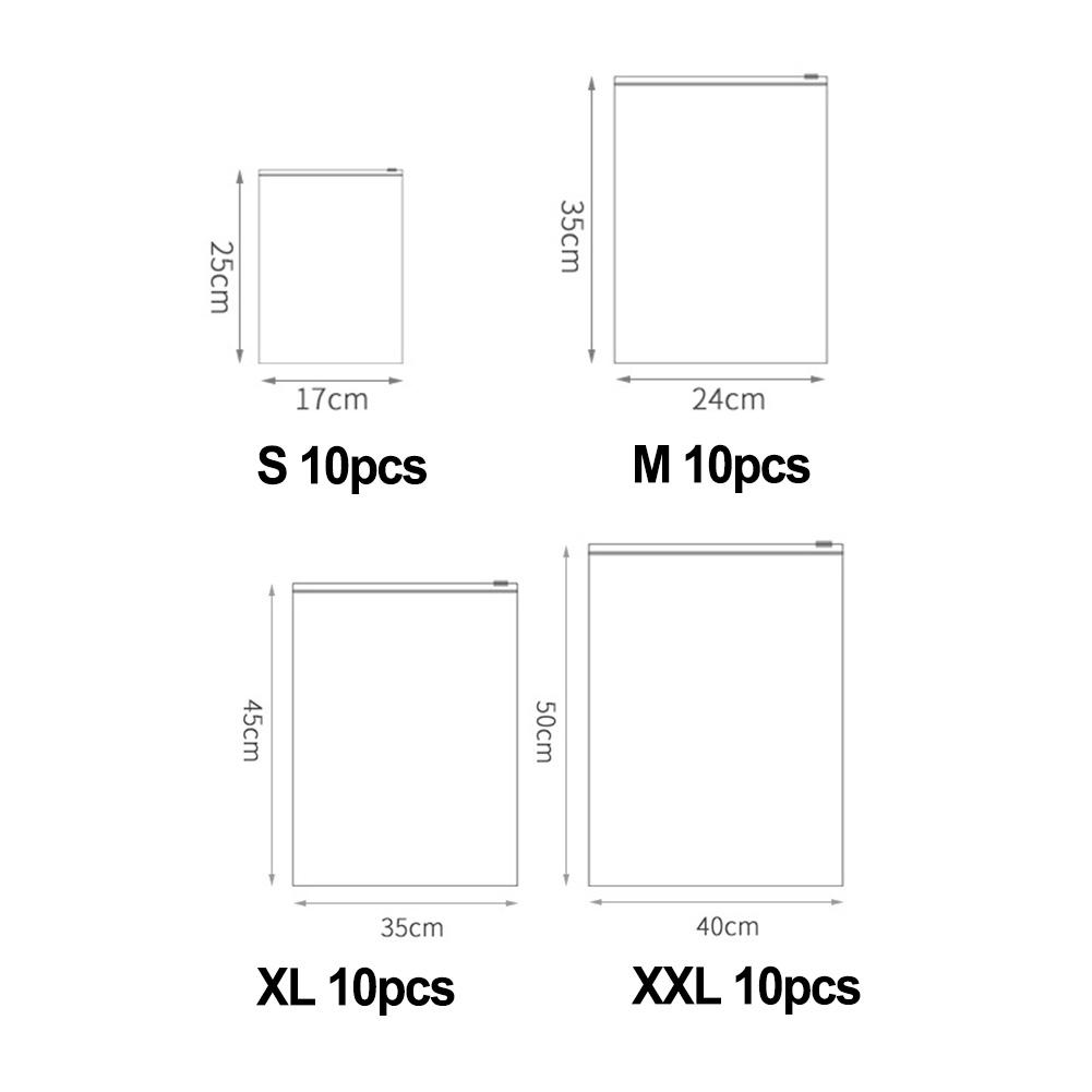 Storage Bag Frosted White S/M/L/XL Storage Bag 10PCS