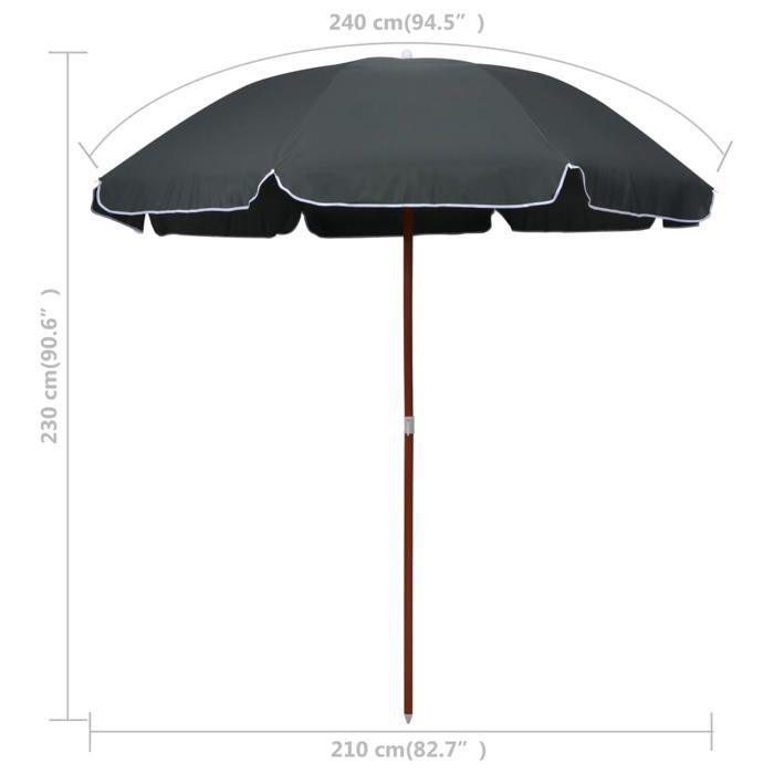 VidaXL Parasol de Jardin avec Mât en Acier, Pare-soleil de Patio, Abri de Soleil, Parasol de Terrasse Arrière-cour 47805
