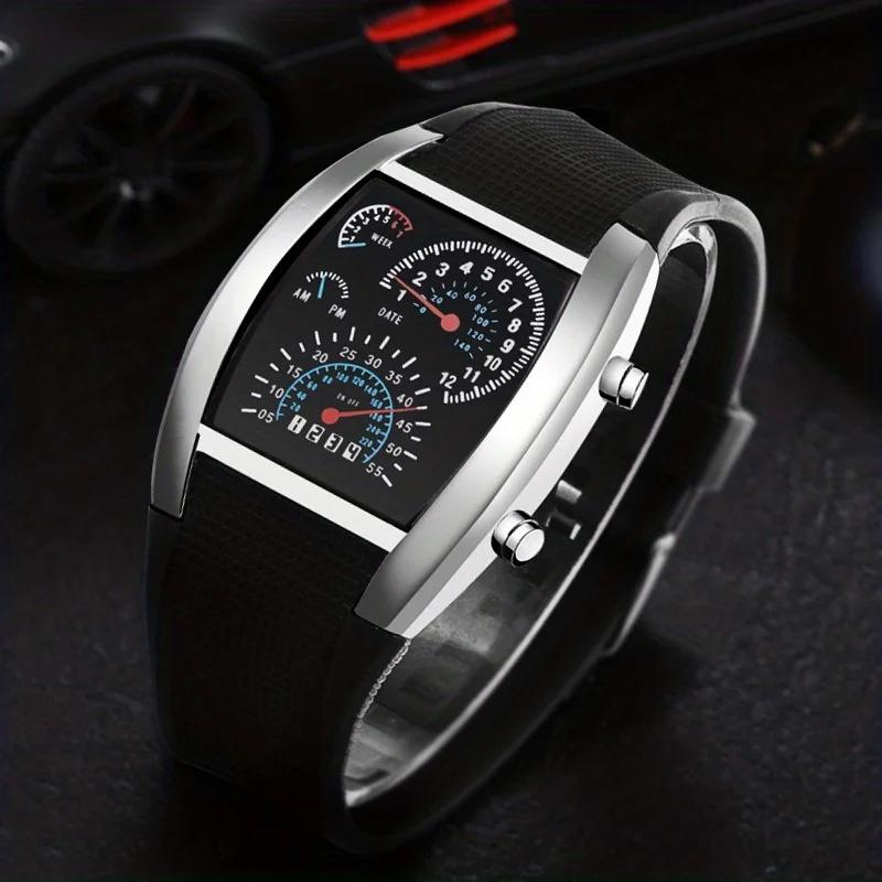Fashion Car Design Binary Watch Men Led Digital Watches Multi-function Electronic Wristwatches Men Erkek Kol Saati Reloj Hombre
