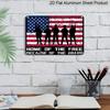 2D Flat 4th of July Independence Day, EMOHAT Home of The Free Because of The Brave Patriotic Soldier Aluminium Metal Sign, Man Cave Bar Metal Sign