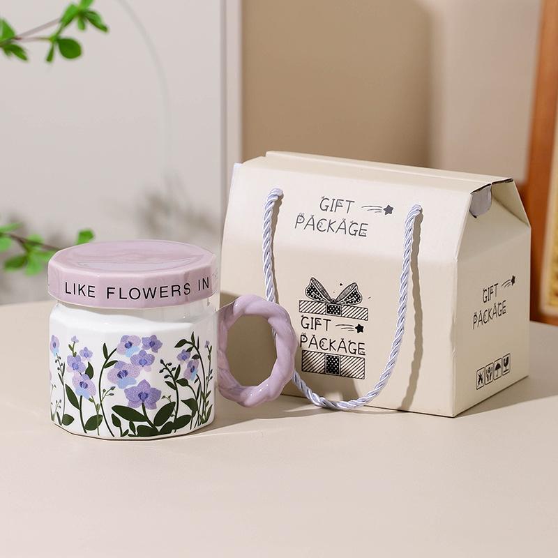 

Керамічна чашка з кришкою, кружка, висока цінність, чашка для води, офісна чашка, сувенірна кавова чашка, жіноча чашка для сніданку, чоловіча 301-400ml