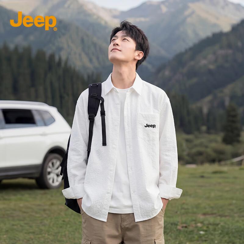 JEEP Men s Spring Three-Proof Textured Casual Shirt 2XL