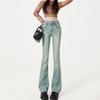 High-waisted and slightly pulled jeans women's spring 2025 new thin and high flared pants light-colored floor-mopping horseshoe pants