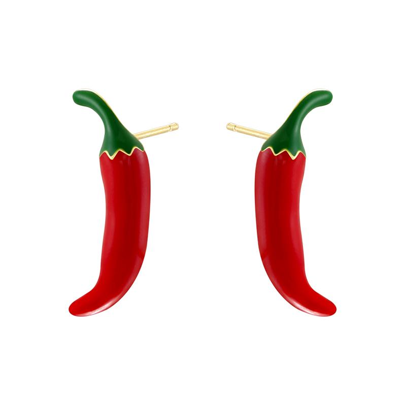 ZHUKOU Enamel Oil Drop Red Big Pepper Earrings Personality Europe And The United States Wind Women's Earrings:VE1639
