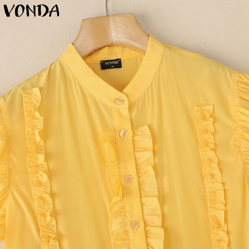 VONDA Women Sleeveless Ruffled Casual Pleating Tank Tops