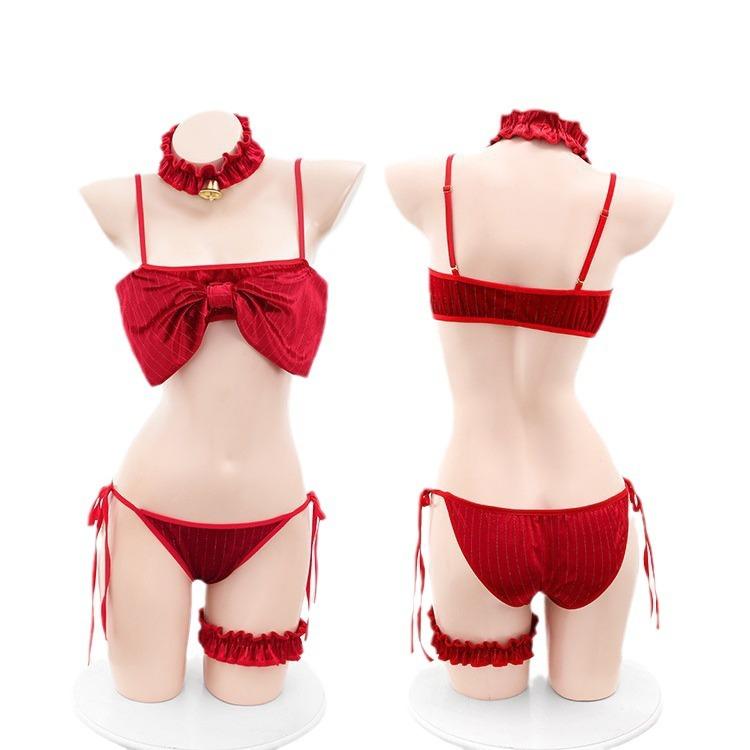 Butterfly Cover Chest Sweet Three-point Suit Erotic Underwear Adult Sex Sexy Temptation