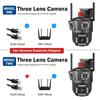 8MP PTZ WiFi 4K Three Lens Screen Camera Outdoor Three Screens Protection Motion Detection Outdoor IP CCTV Survalance Cameras