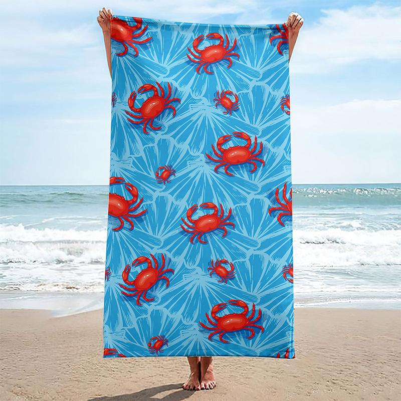 

Beach Towel Crab Pattern Sun Protection Windproof Suitable For Swimming Pool Camping Travel Blanket W40*H60(CM)