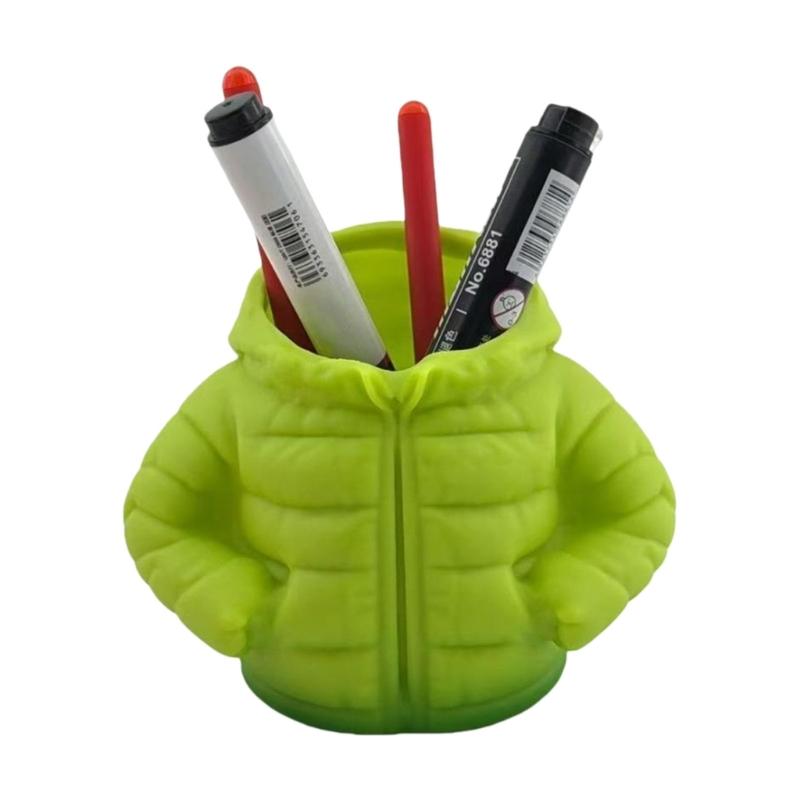 Fun Down Jacket Shape 3D Printed Plastic Pen Storage Holder Materials Box for Reducing Clutter Home Office Decors