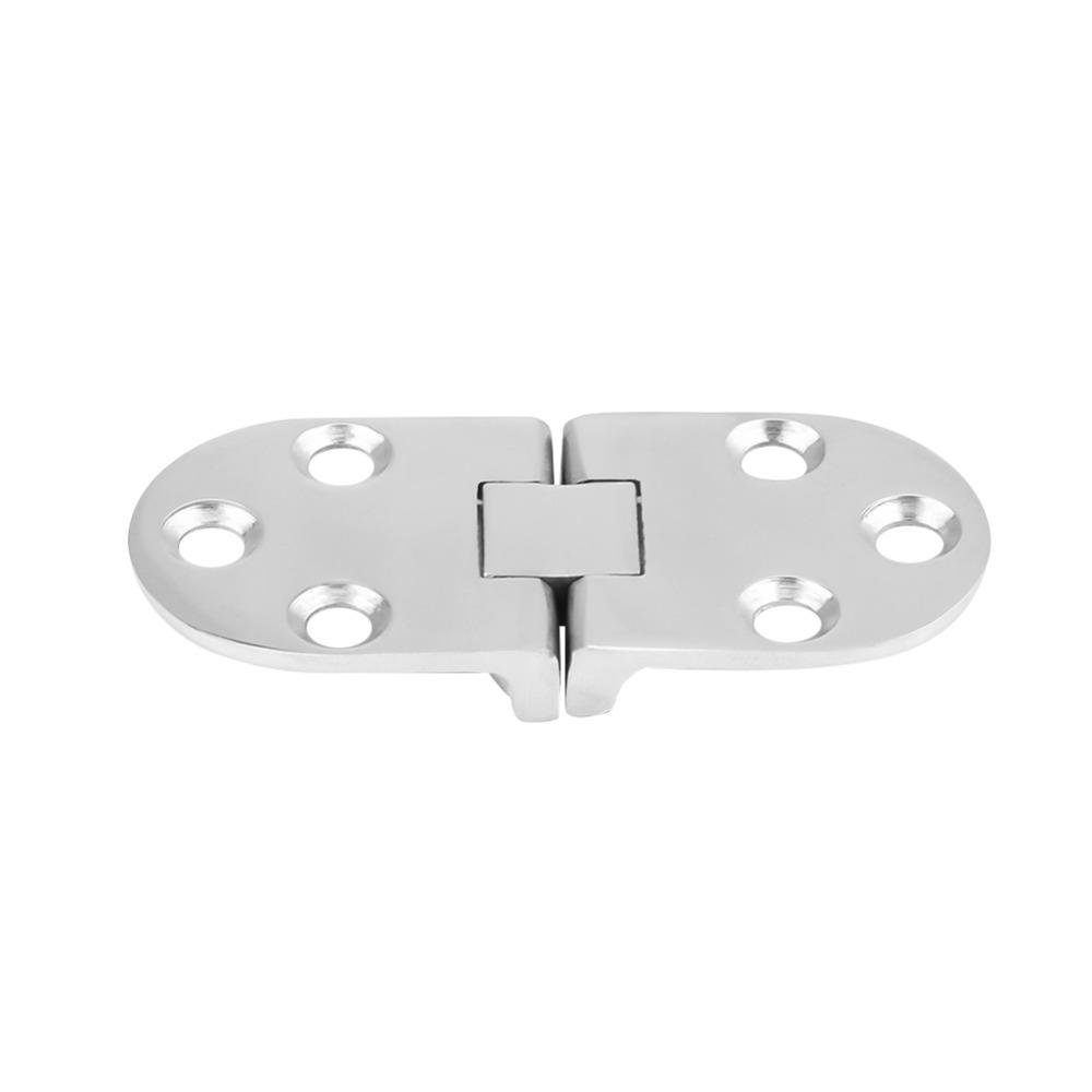 2Pcs Set 316 Stainless Steel Boat Hinges 66 * 30mm Silver Marine Hinges Stamping Cabinet 180 Degree Turn Door Hinges