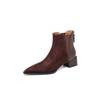 Autumn and Winter New Women's Thick Heel Ankle Boots Fashion Pointed Back Zipper Short Boots Retro Suede Comfortable Short Boots