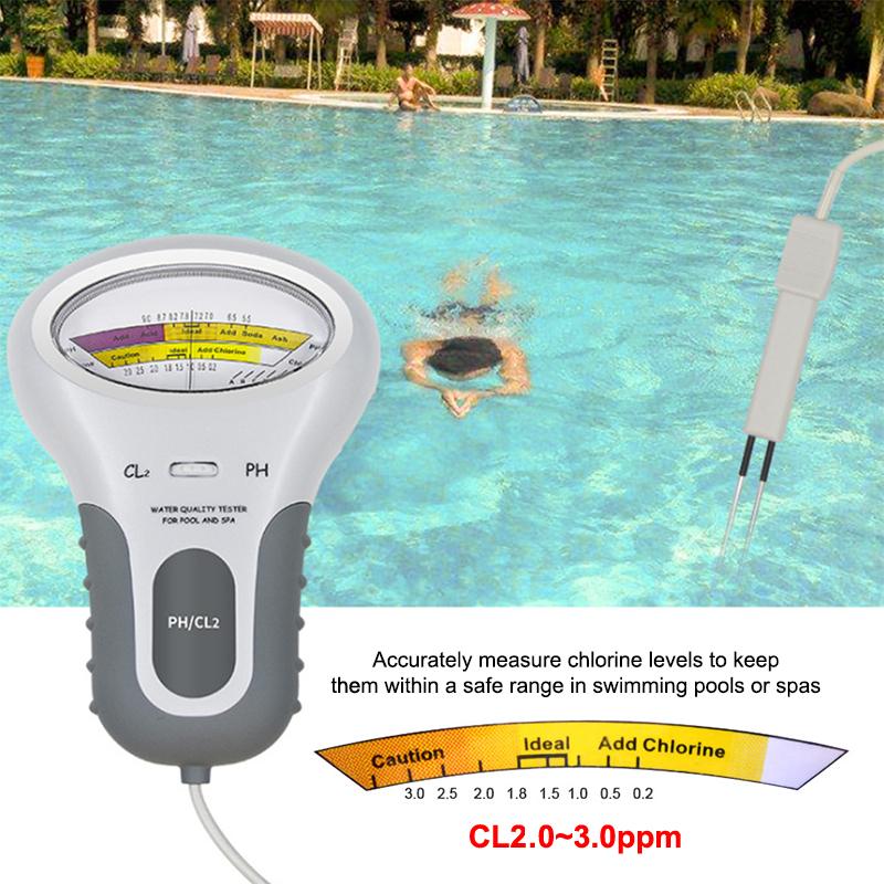2 In 1 Ph Chlorine Meter Ph Cl2 Tester Swimming Pool Aquarium Water Quality Testing Tools Chlorine Measuring Device