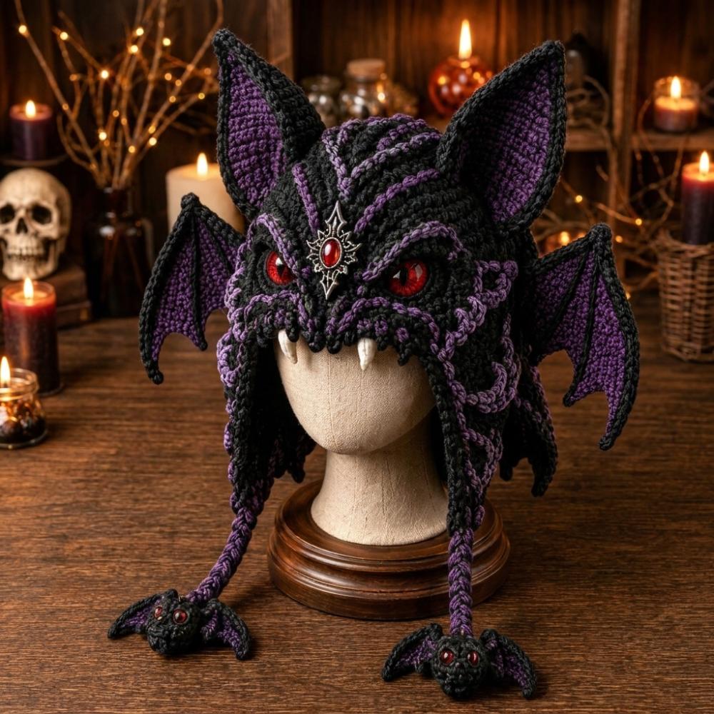 Warm Halloween Crochet Hood Kit for Adults Handmade Halloween Animal Hat Halloween Party