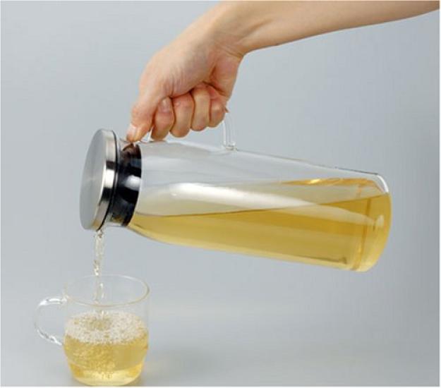 Iwaki Heat-Resistant Glass PitcherWater Jug, 600ml, Stainless Steel Lid, Barley Tea, Tea Pot, KT293-SV, Clear