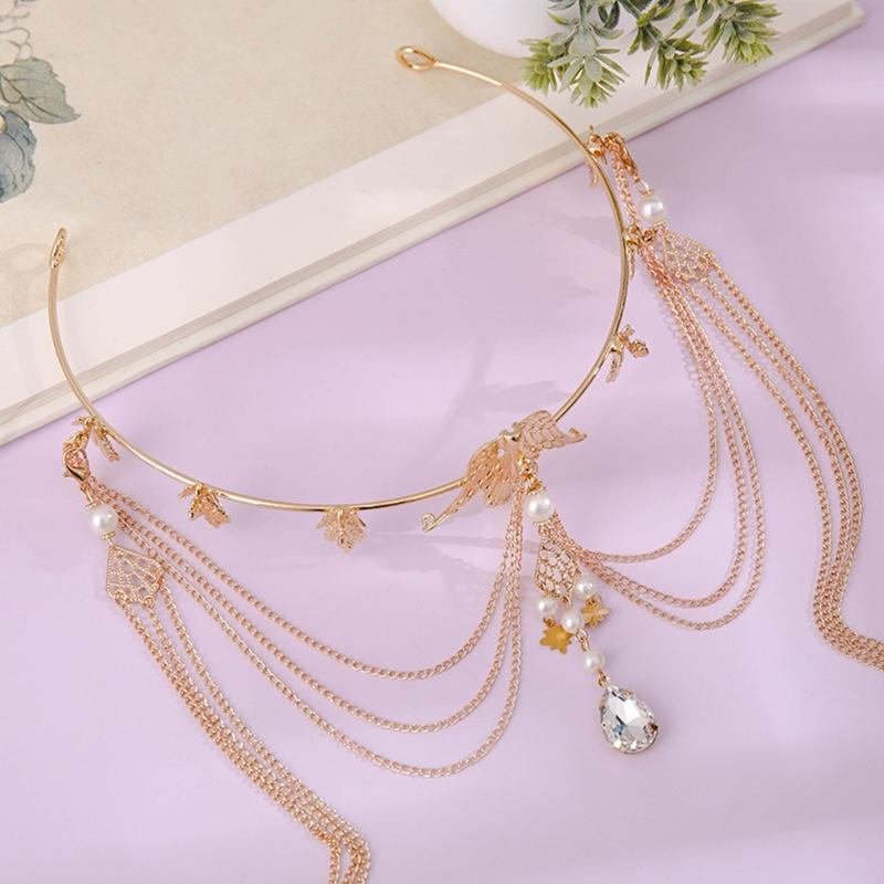 Strass-Diadem Kristall-Prinzessinnenkrone mit Quaste Funkelndes Stirnband Haar-Accessoire für Damen Hochzeit Abschlussball Braut De