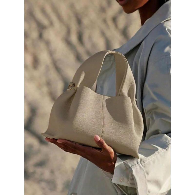 

Сумка-облако, Роскошная французская сумка-пельмень, Ретро и высококлассная ручная сумка-кроссбоди белый