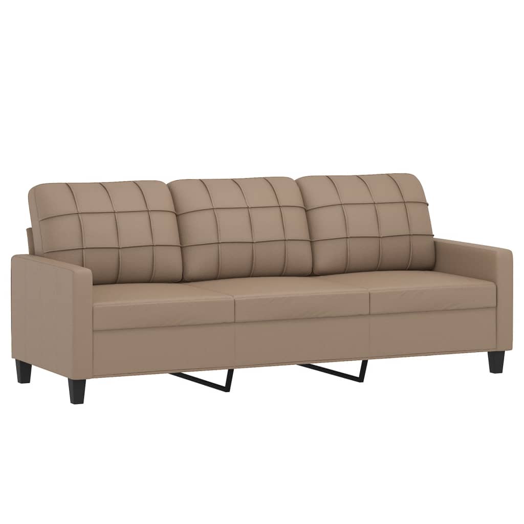 2 Piece Sofa Set with Cushions Cappuccino Brown Faux Leather
