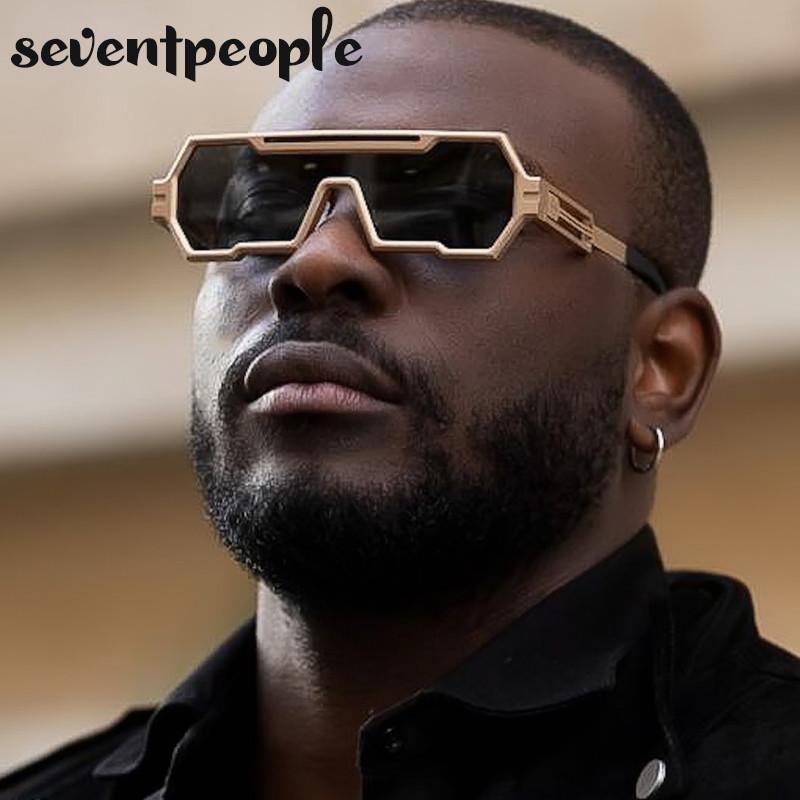 Steampunk Sunglasses Men  New Fashion Square Sun Glasses For Male Metal One-Piece Punk Sunglass Trendy Rectangular shades