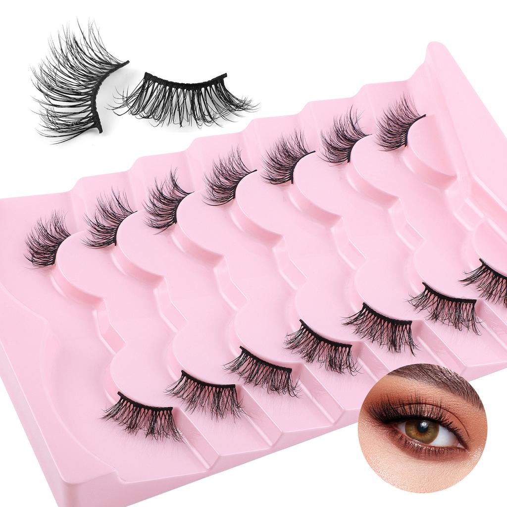 7 Pairs Of Half-Eye False Eyelashes, Dense Curled Eye Tail, Elongated Half-Eye False Eyelashes